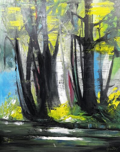 Forest lake in spring by Nicola Quici, Painting for Sale on Select