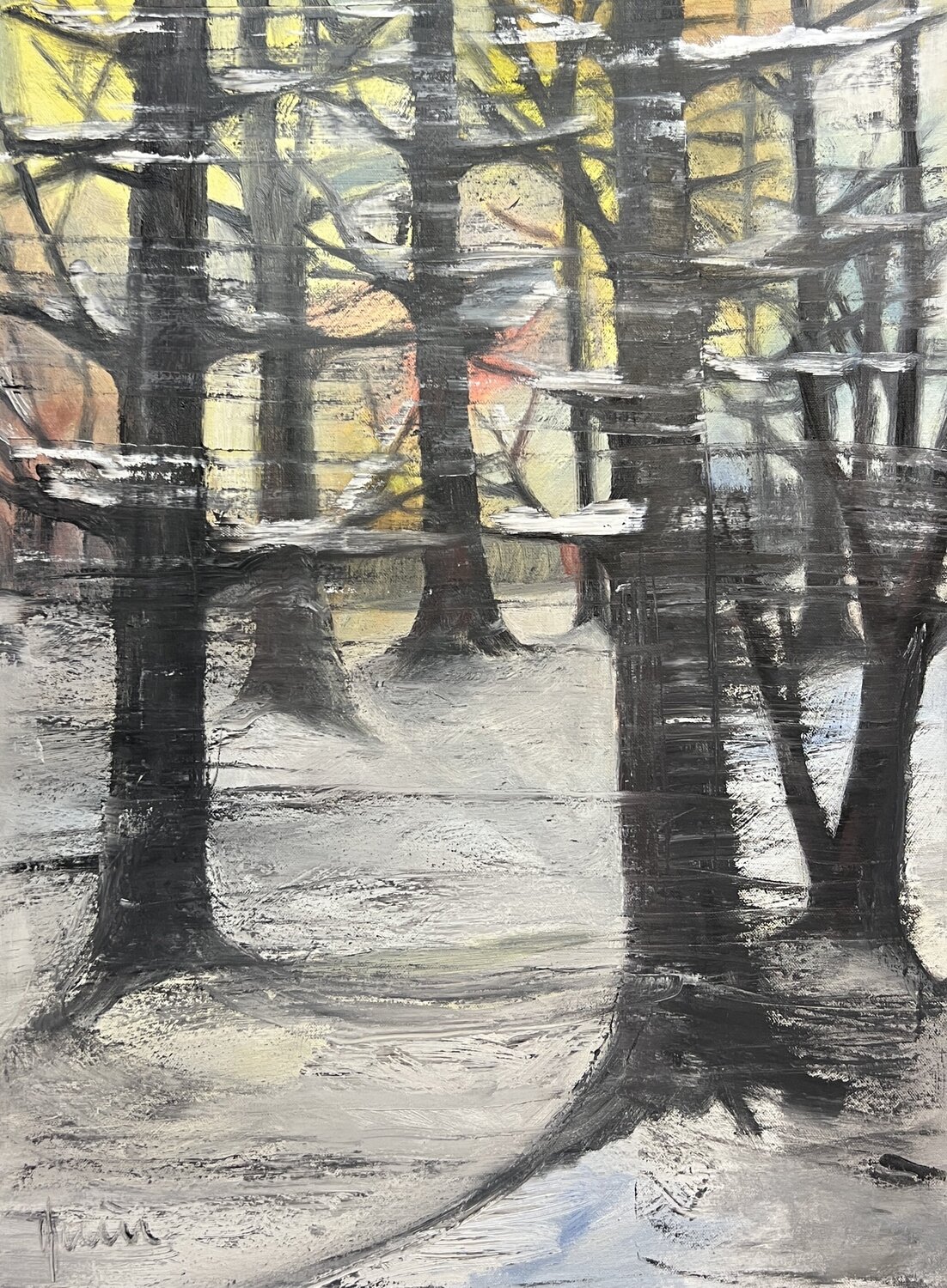 Winter forest Nicola Quici Original painting for sale