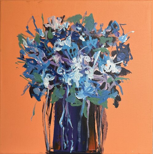 Happy Flowers- mini no pink by Boryana Nindl, Painting for Sale on Select