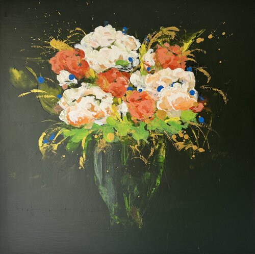 Sacred Bouquet - Noir by Boryana Nindl, Painting for Sale on Select