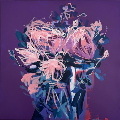 „Happy Flowers“ / Lilac by Boryana Nindl, Painting for Sale on Select