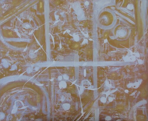 Composition en blanc, or et argent by Artiste H. E., Painting for Sale on Select