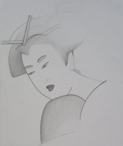 Portrait de femme japonaise by Artiste H. E., Drawing for Sale on Select