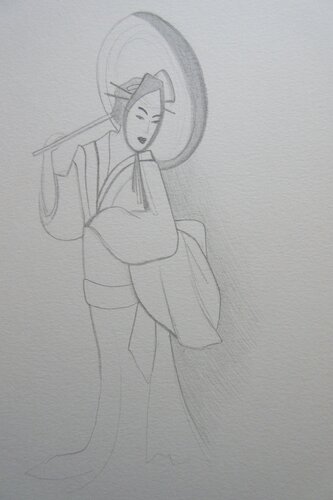 Portrait de femme à l'ombrelle by Artiste H. E., Drawing for Sale on Select