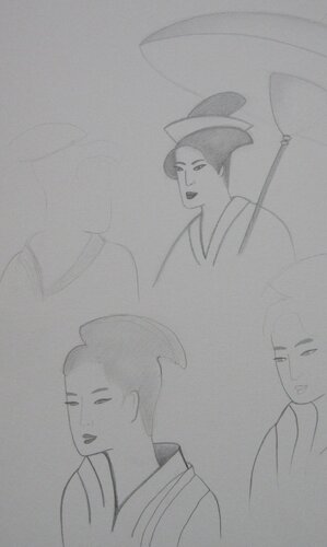 Femmes japonaises by Artiste H. E., Drawing for Sale on Select