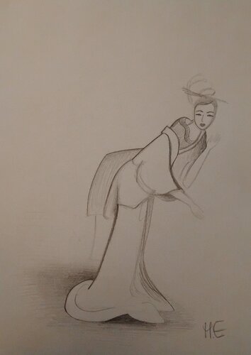 Femme japonaise by Artiste H. E., Drawing for Sale on Select