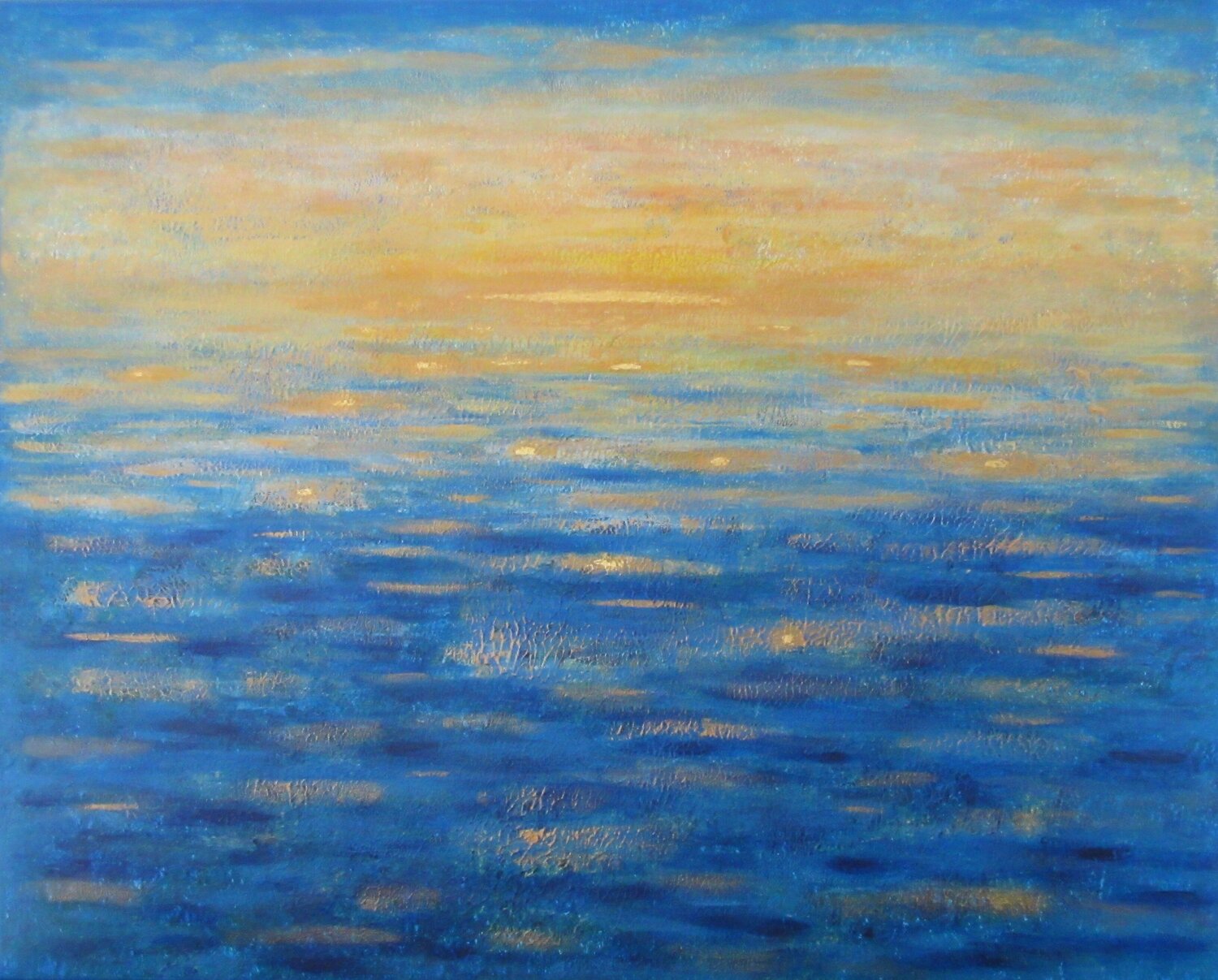 Paysage avec coucher de soleil Artiste H. E. Original painting for sale