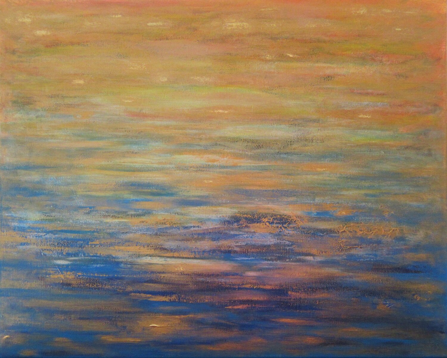 Rayons de lumière du soleil sur l'eau Artiste H. E. Original painting for sale