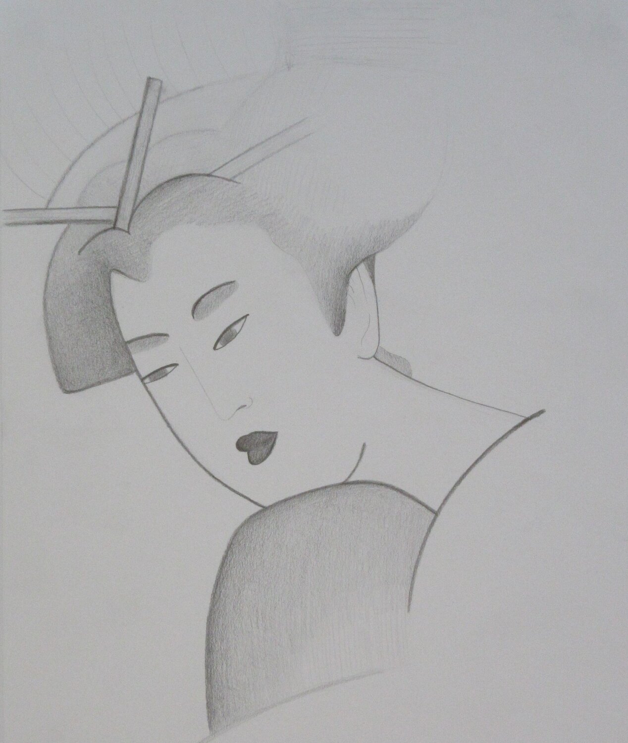 Portrait de femme japonaise Artiste H. E. Drawing for sale