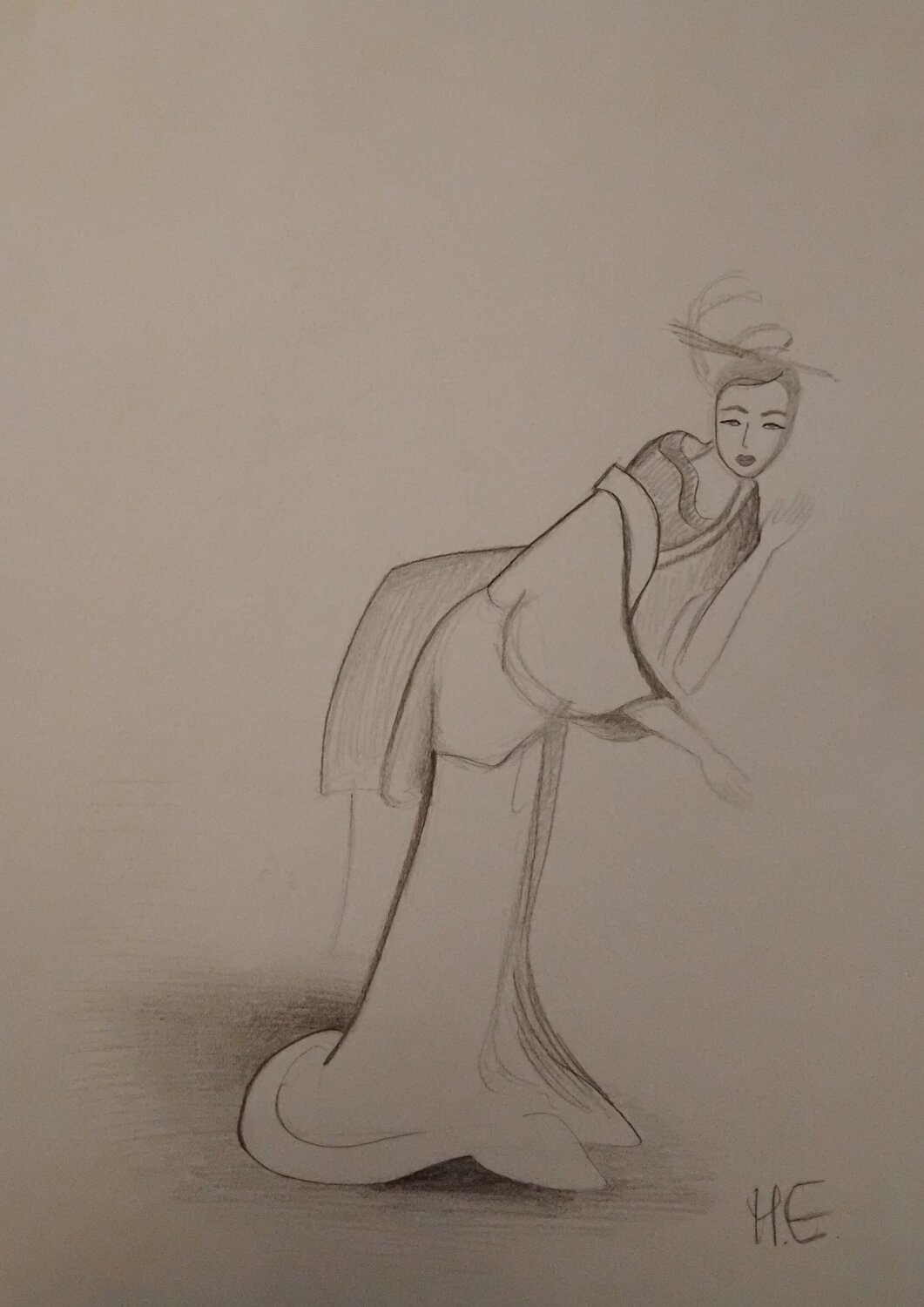 Femme japonaise Artiste H. E. Drawing for sale