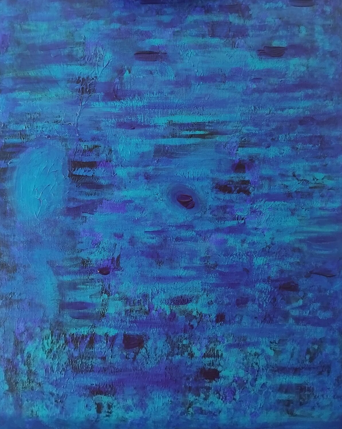 Peinture en bleu Artiste H. E. Original painting for sale