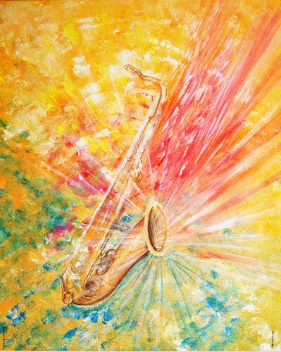 Saxo Jazz by Marie-Claude ELLHËA, Painting for Sale on Select