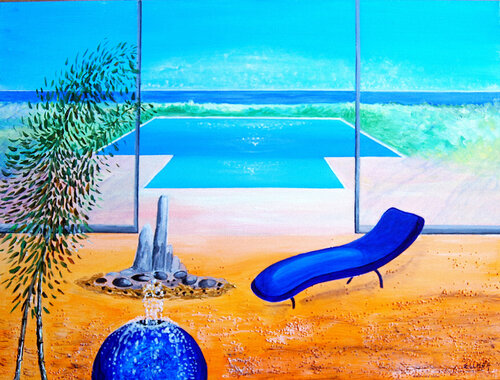 Blue Atmosphere by Marie-Claude ELLHËA, Painting for Sale on Select