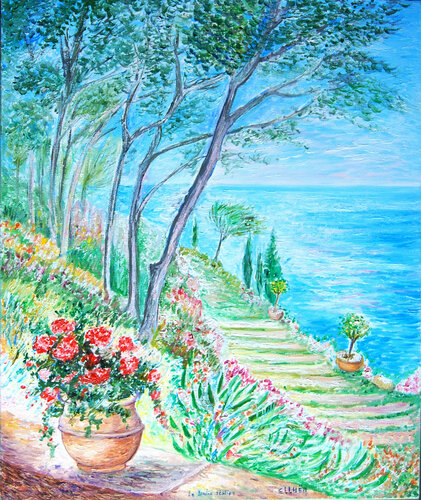 Italian Garden by Marie-Claude ELLHËA, Painting for Sale on Select
