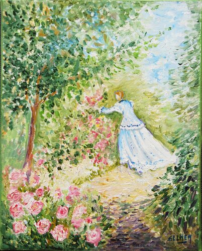 Cueillir les Roses by Marie-Claude ELLHËA, Painting for Sale on Select