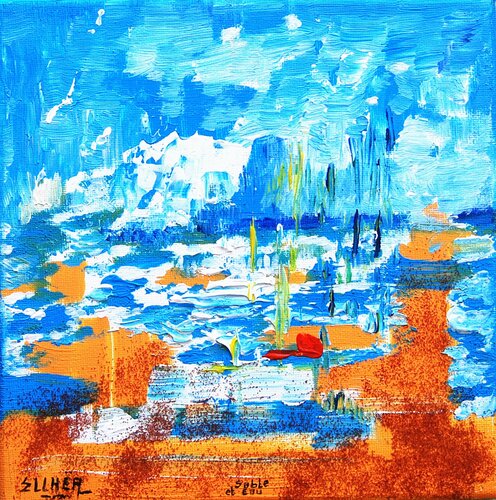 Abstrait Sable et Eau - Abstract Sand and Water by Marie-Claude ELLHËA, Painting for Sale on Select