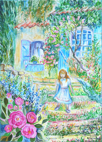 L'escalier - The staircase by Marie-Claude ELLHËA, Painting for Sale on Select