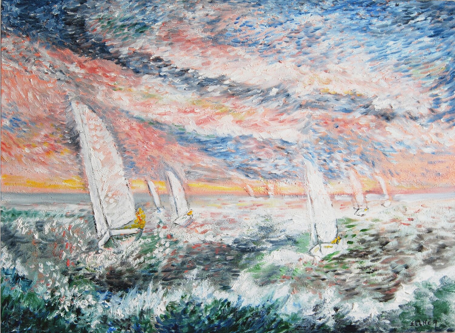 Course Marine Marie-Claude ELLHËA Original painting for sale