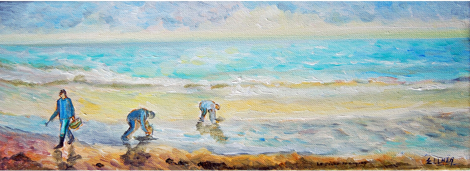La Pêche aux Coques Marie-Claude ELLHËA Original painting for sale