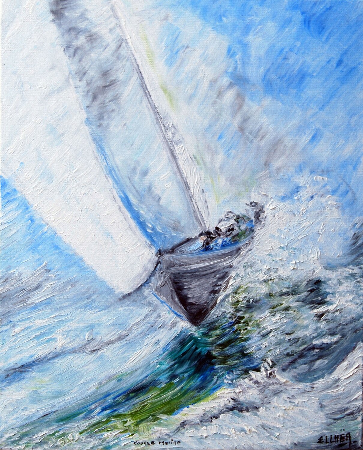 Impressionist Marine Race Marie-Claude ELLHËA Original painting for sale