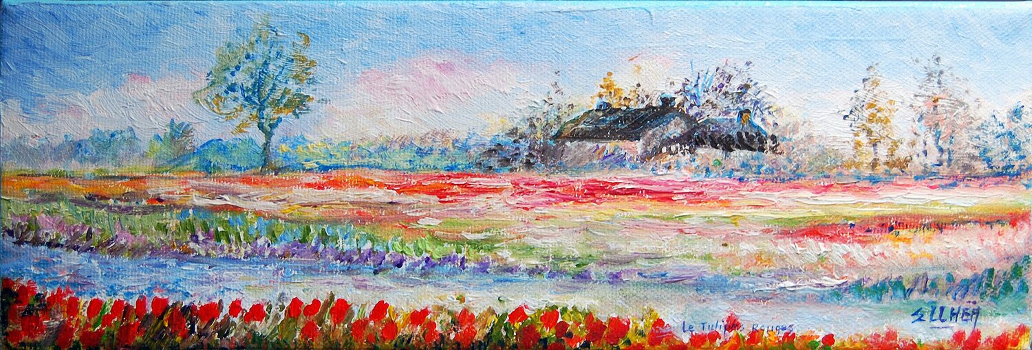 Les Tulipes Rouges Marie-Claude ELLHËA Original painting for sale