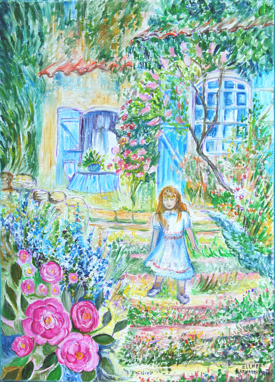 L'escalier - The staircase Marie-Claude ELLHËA Original painting for sale