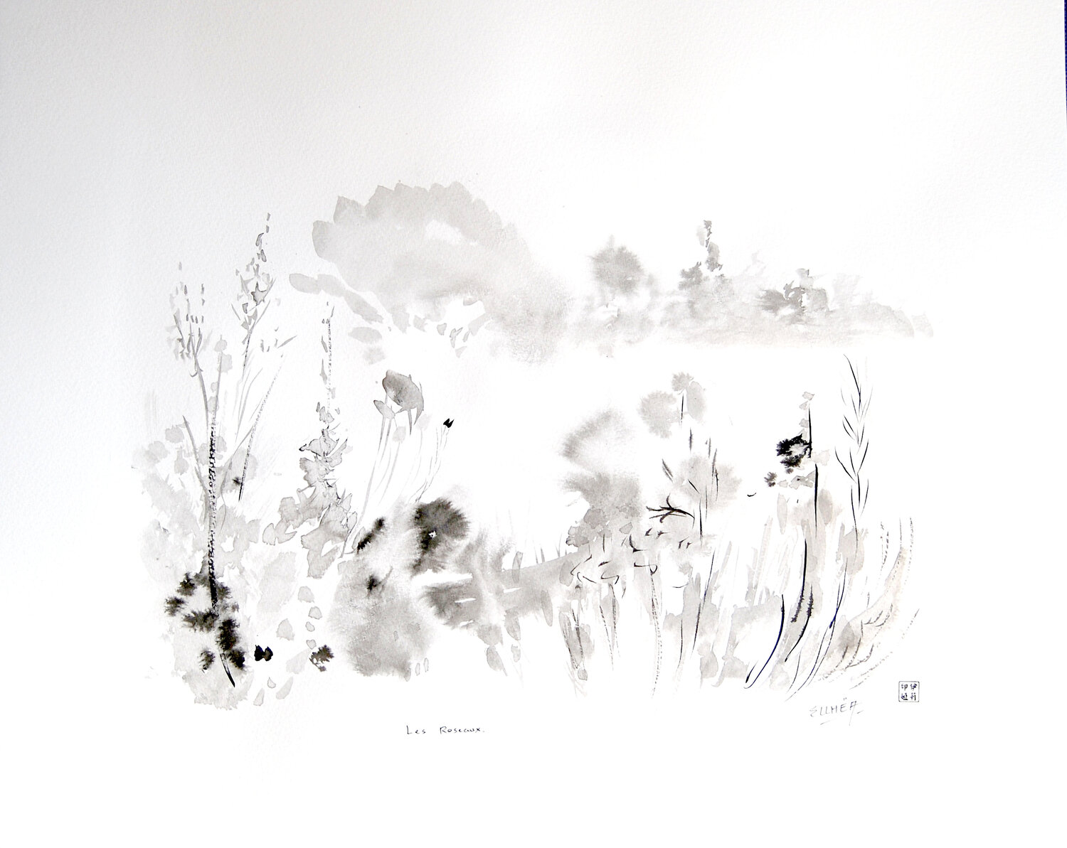 Les Roseaux - The Reeds Marie-Claude ELLHËA Drawing for sale