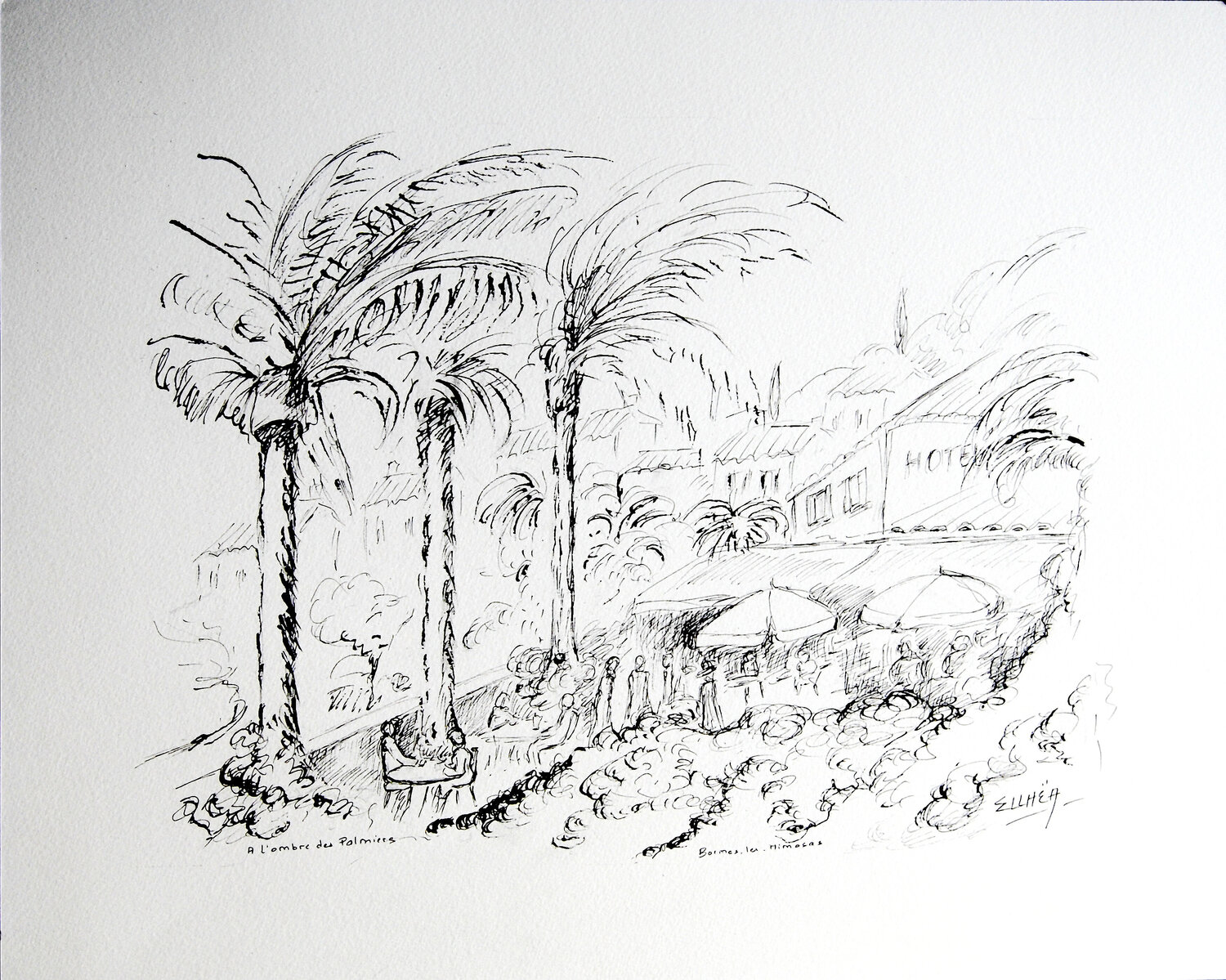 Bormes-les-Mimosas Marie-Claude ELLHËA Drawing for sale