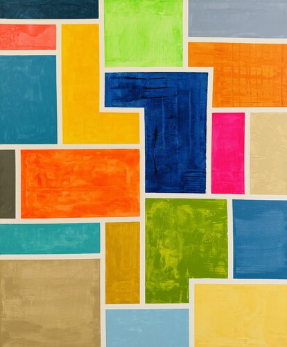 Tetris meets Mondrian by Ilja Freer, Painting for Sale on Select