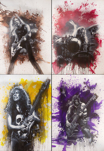 Metallica whole band (James Hetfield, Lars Ulrich, Kirk Hammett, and Robert Trujillo) von Michael Andrew Law Cheuk Yui, Malerei kaufen auf Select