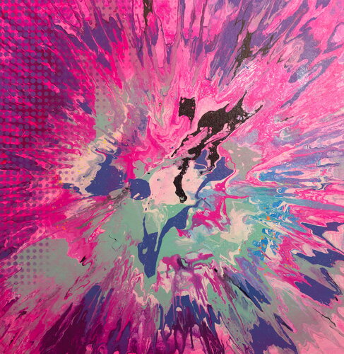 Magenta, Purple and Teal - I just feel I can be anything That I might ever wish to be And fantasize just what I want to be Make my wildest dreams come true (collaboration with Tatyana Tingyan by Michael Andrew Law Cheuk Yui, Painting for Sale on Select