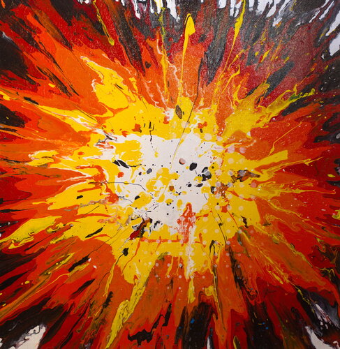 Yellow, Orange and Crimson - I think not knowing what to think of your paintings is a good place to be by Michael Andrew Law Cheuk Yui, Painting for Sale on Select