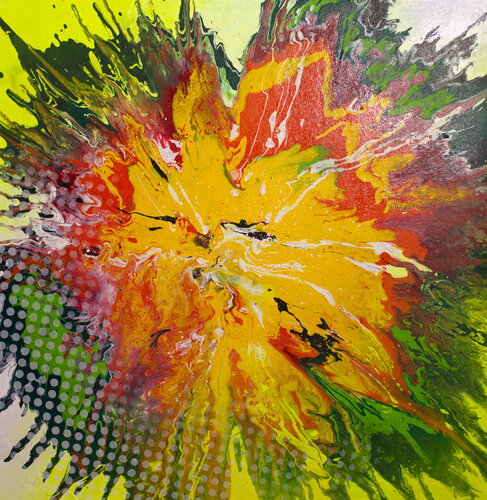 Yellow, Orange and Green - I look up to the sky With all those questions in mind by Michael Andrew Law Cheuk Yui, Painting for Sale on Select