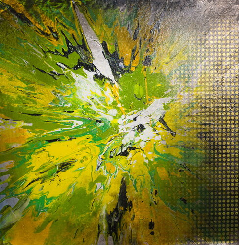 Yellow, Green and White - To appreciate this life - It's not too late to learn (collaboration with Tatyana Tingyan) von Michael Andrew Law Cheuk Yui, Malerei kaufen auf Select
