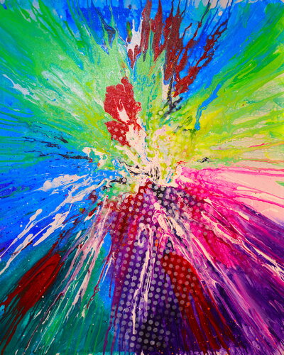 Blue, Green, Red and Magenta - Heart will die, but my soul will fly, And I will live forever by Michael Andrew Law Cheuk Yui, Painting for Sale on Select