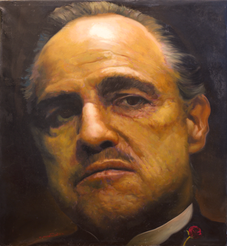 Marlon Brando as "The Godfather" Vito Corleone by Michael Andrew Law Cheuk Yui, Painting for Sale on Select