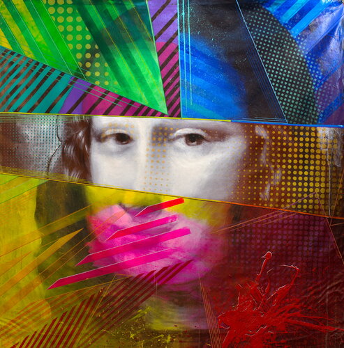Mona Lisa's smile - Modern Day Roy Lichtenstein by Michael Andrew Law Cheuk Yui, Painting for Sale on Select