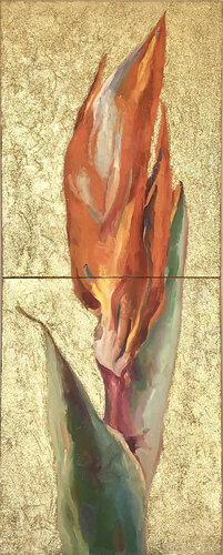 Goddess of Paradise Flower GLITTER Dypthichon by Eva Konya, Painting for Sale on Select