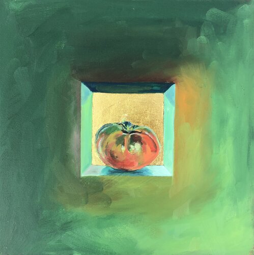Vida mediterránea - Tomate / Gold by Eva Konya, Painting for Sale on Select