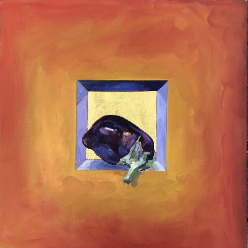 Vida mediterránea - Berenjena / Gold by Eva Konya, Painting for Sale on Select