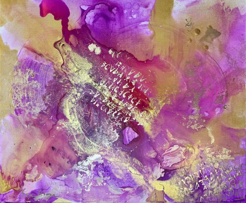 Love of  Electric Violet & Gold by Eva Konya, Painting for Sale on Select
