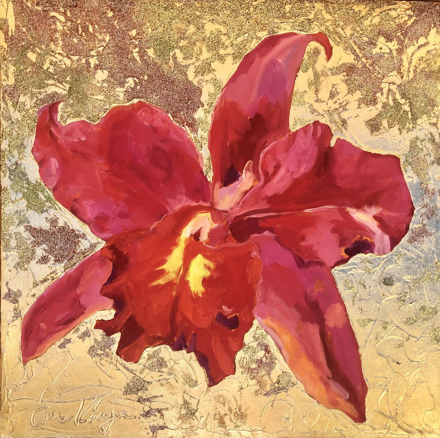 Goddess of Orchid (GLITTER) Eva Konya Original painting for sale