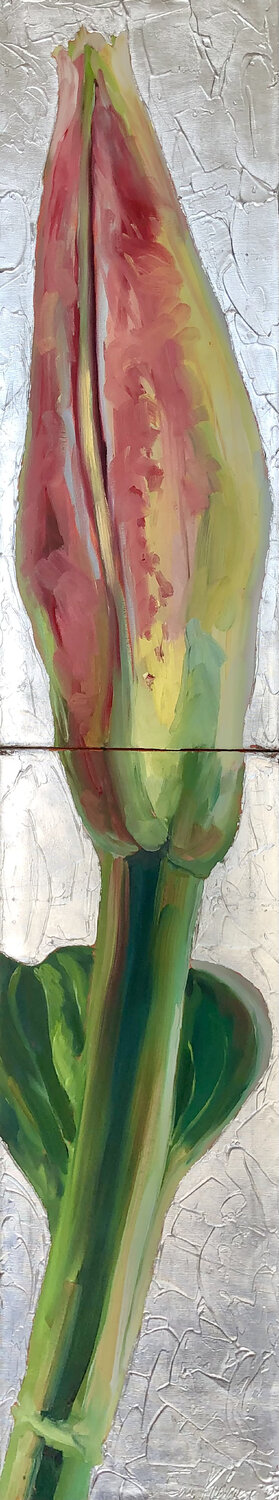 Lily bud Magic Silver (Dipthy) Eva Konya Original painting for sale