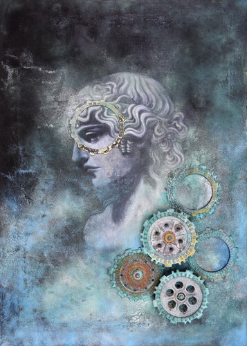 Volto composto tra la nebbia del tempo by Milena Nicosia, Painting for Sale on Select