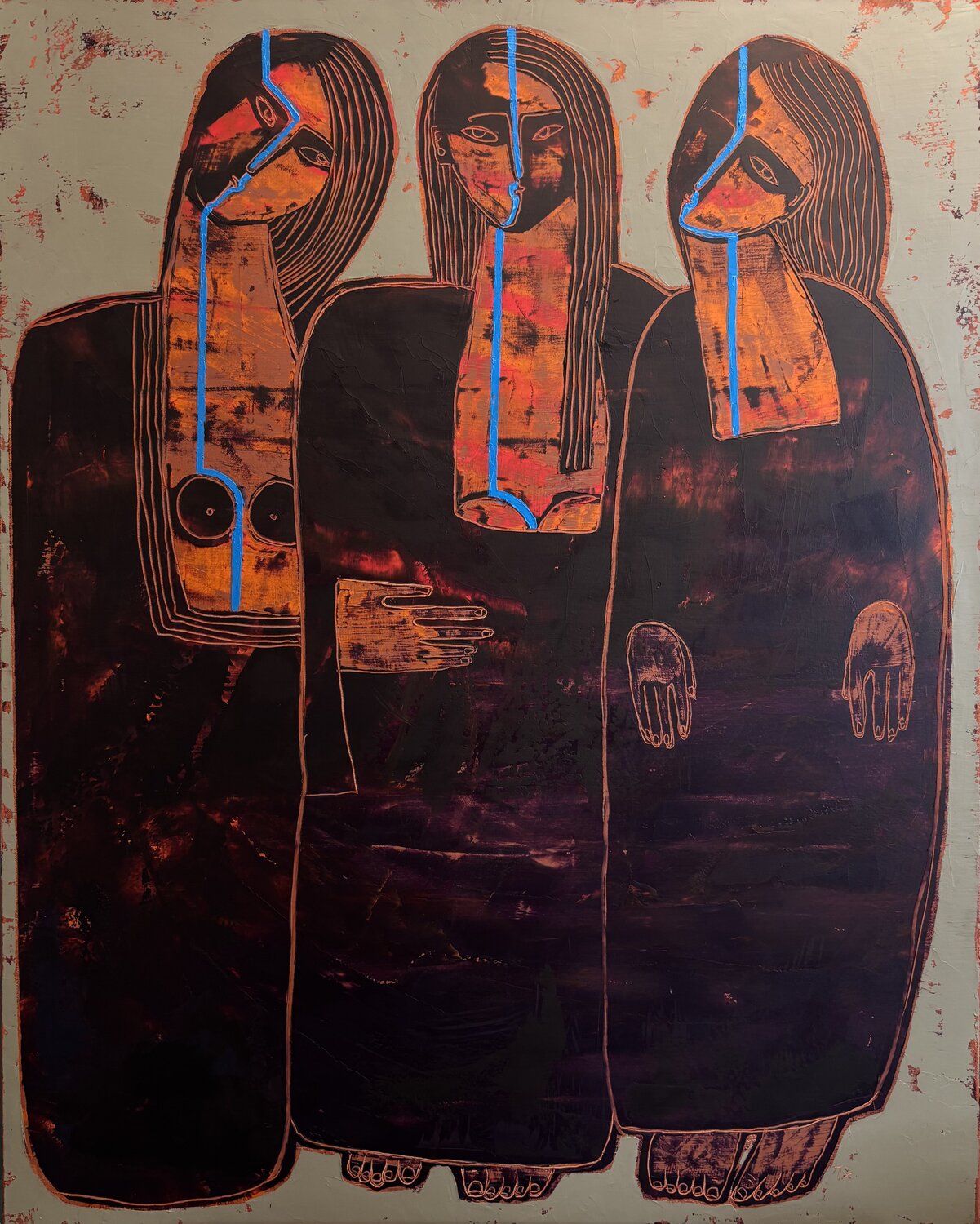 The Three Ladies Tatiana Harizanova Original painting for sale
