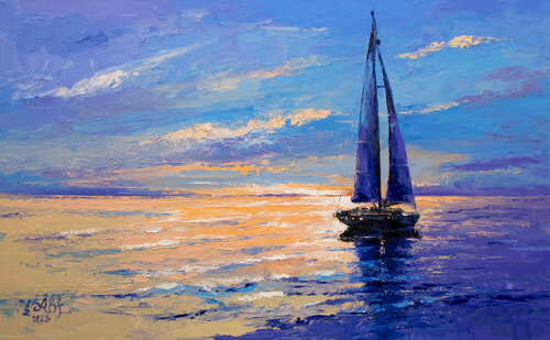 Purple evening von Anna Ravliuc, Malerei kaufen auf Select