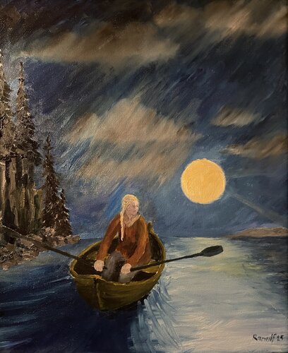 Nachts auf dem See by Ranulf Streuff, Painting for Sale on Select