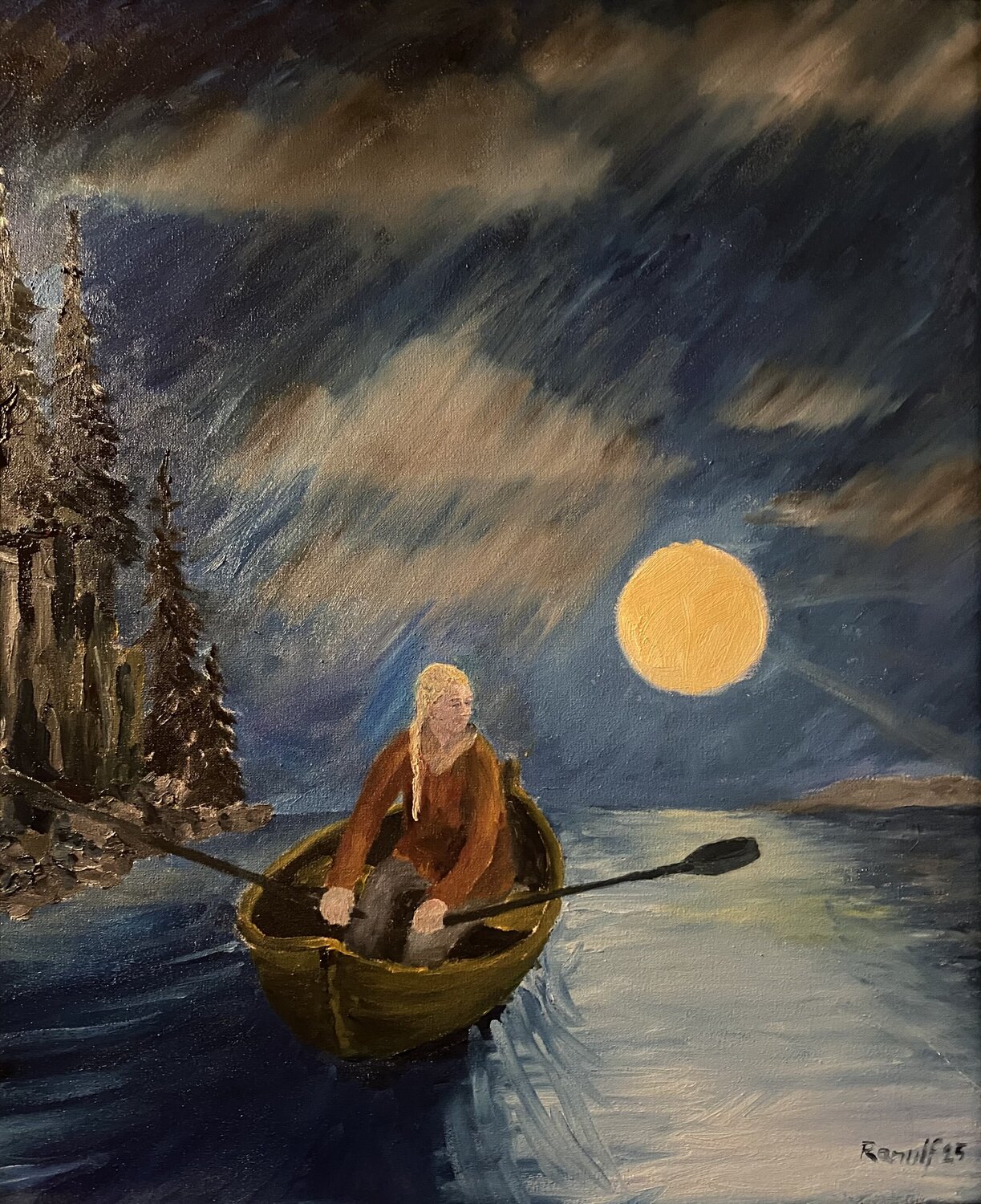 Nachts auf dem See Ranulf Streuff Original painting for sale