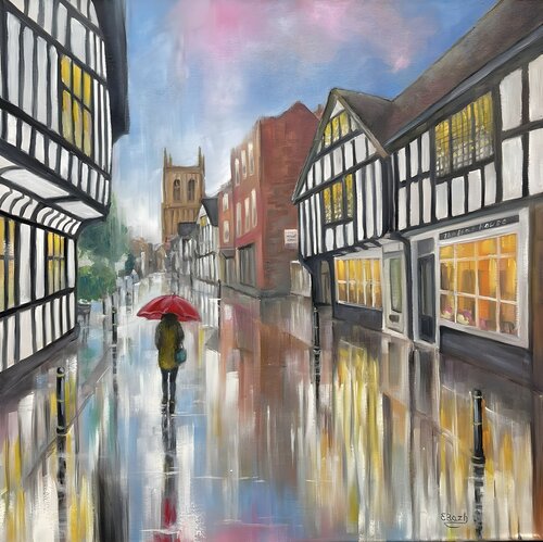 Tudor Era Street Stroll by Eva Bazhenova, Painting for Sale on Select