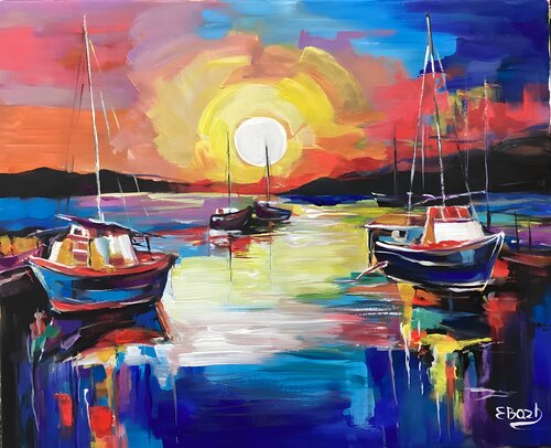 Glorious Sunset by Eva Bazhenova, Painting for Sale on Select